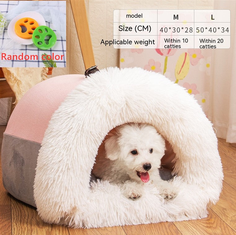 Portable Foldable Pet Nest Bed — Warm Cat & Dog Cushion — PuraVeil