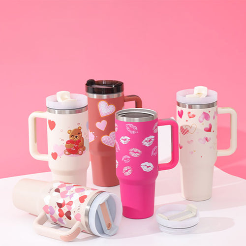 40 oz Insulated Tumbler with Handle & Straw — Vacuum Sealed — PuraVeil