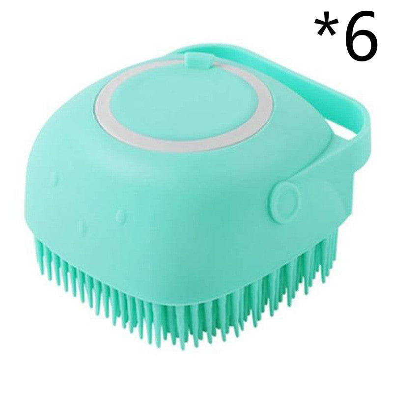 Silicone Pet Bath Brush — Massage Glove with Shampoo Dispenser