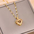 Double-Layer Love Heart Necklace with Rhinestone Pendant — PuraVeil