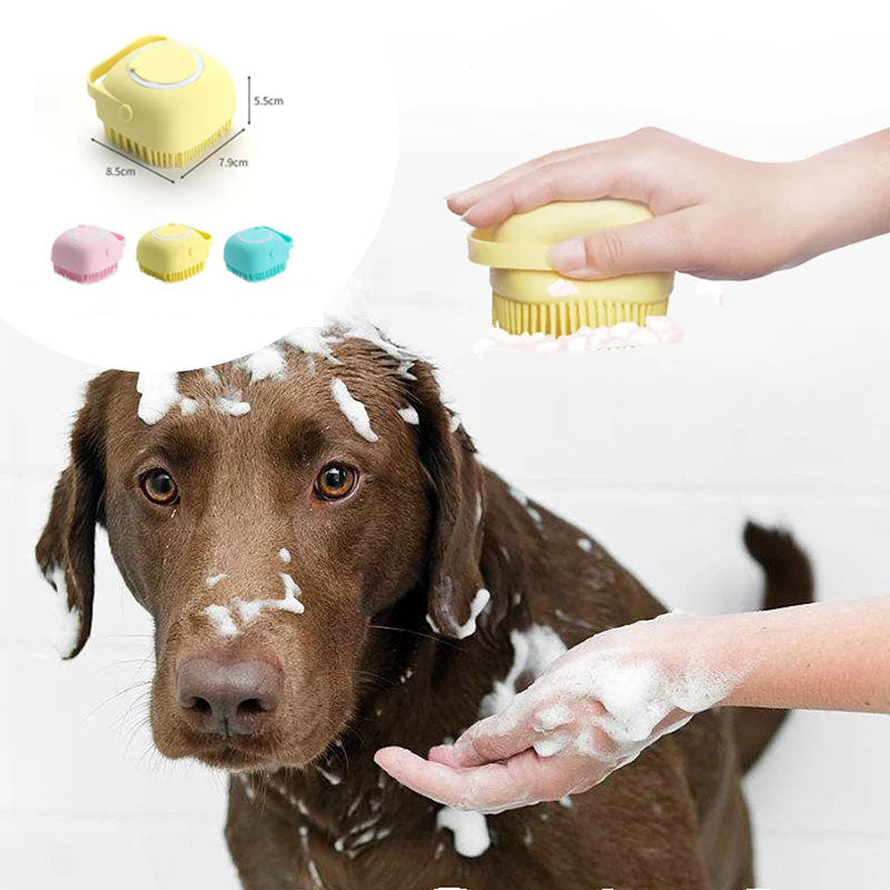 Silicone Pet Bath Brush — Massage Glove with Shampoo Dispenser — PuraVeil