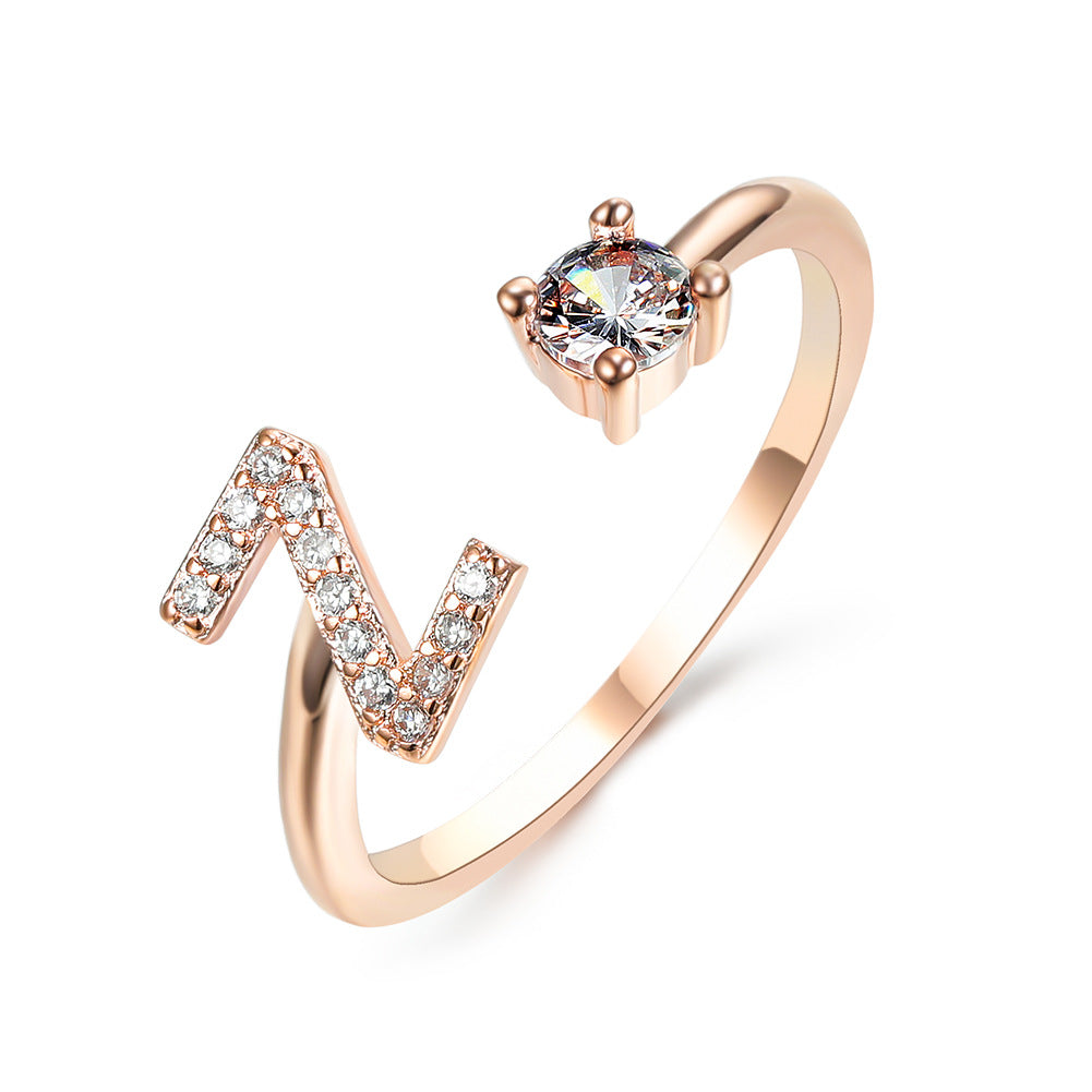 Personalized Adjustable Initial Letter Ring — A-Z Alphabet