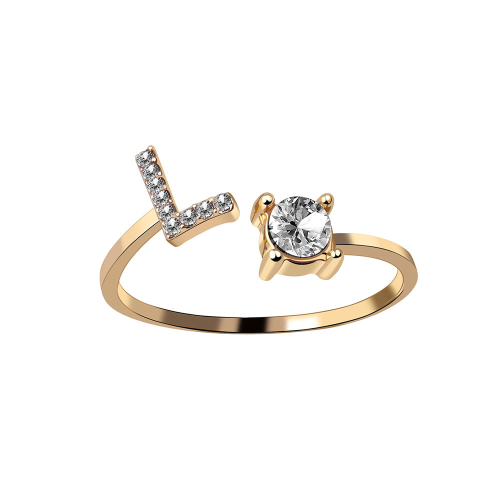 Personalized Adjustable Initial Letter Ring — A-Z Alphabet