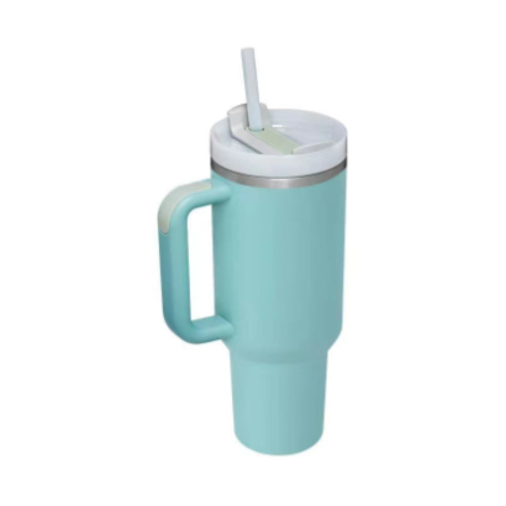 40 oz Insulated Tumbler with Handle & Straw — Vacuum Sealed