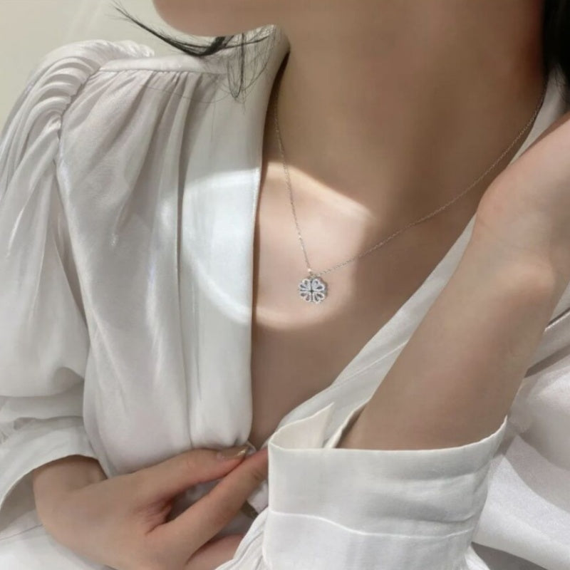 Magnetic Four-Leaf Clover Heart Locket Necklace — PuraVeil