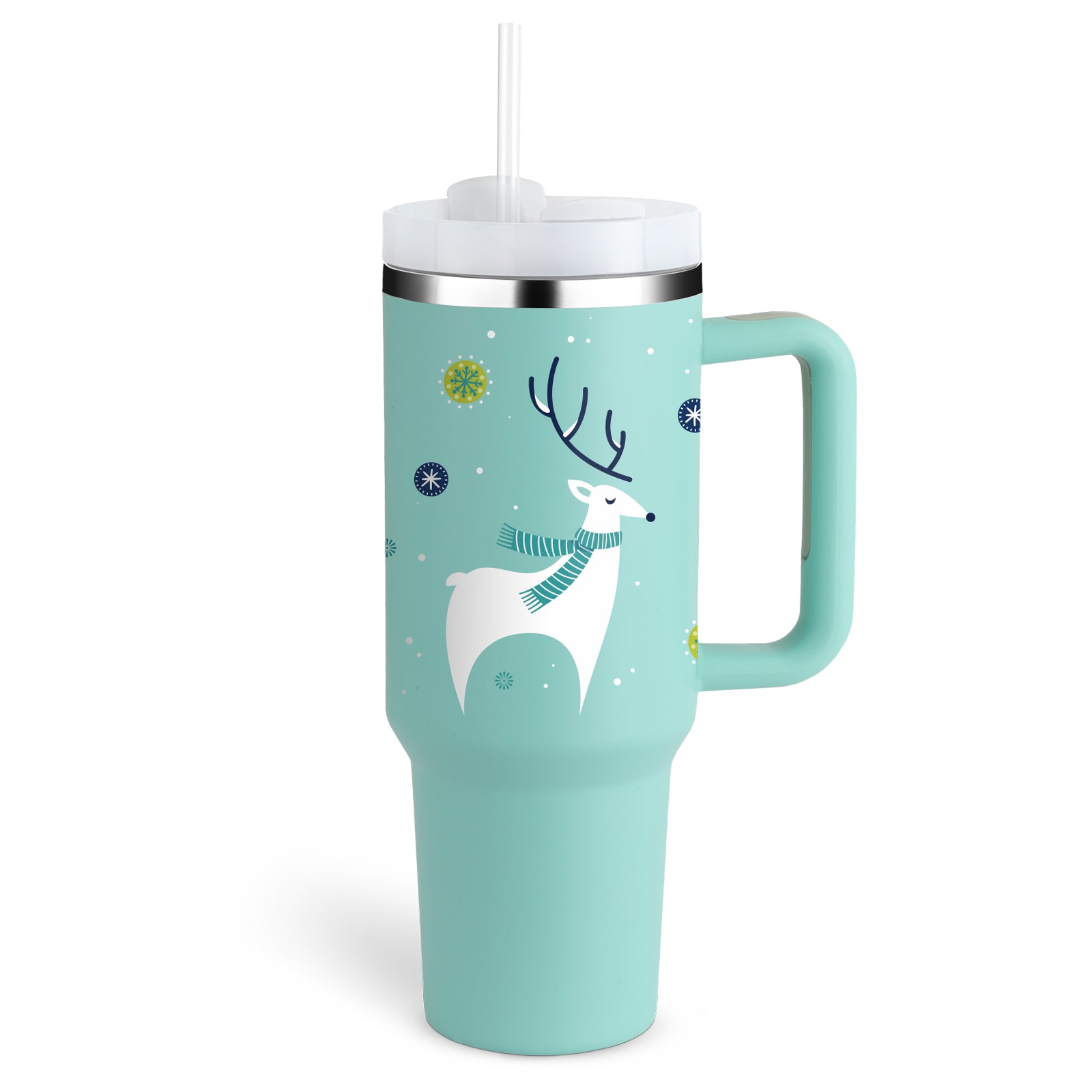 40 oz Insulated Tumbler with Handle & Straw — Vacuum Sealed