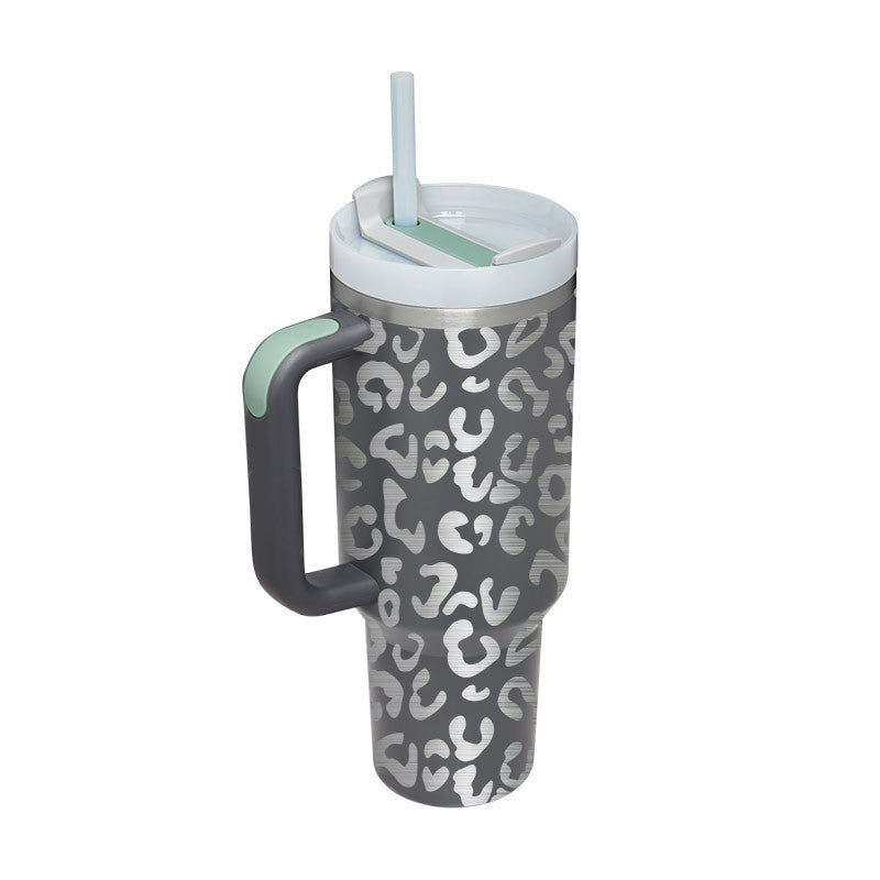 40 oz Insulated Tumbler with Handle & Straw — Vacuum Sealed