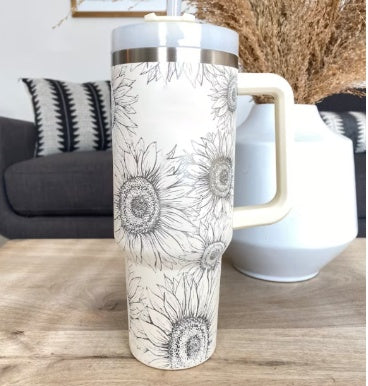 40 oz Insulated Tumbler with Handle & Straw — Vacuum Sealed