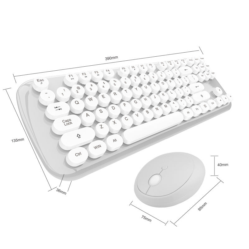 Wireless Retro Keyboard & Mouse Combo — Pastel Aesthetic — PuraVeil