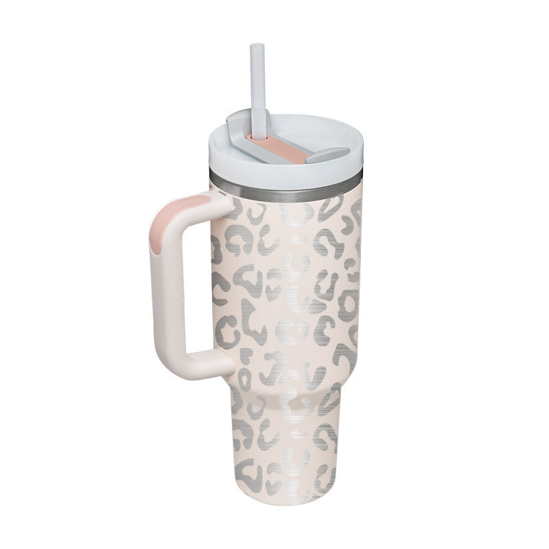 40 oz Insulated Tumbler with Handle & Straw — Vacuum Sealed — PuraVeil