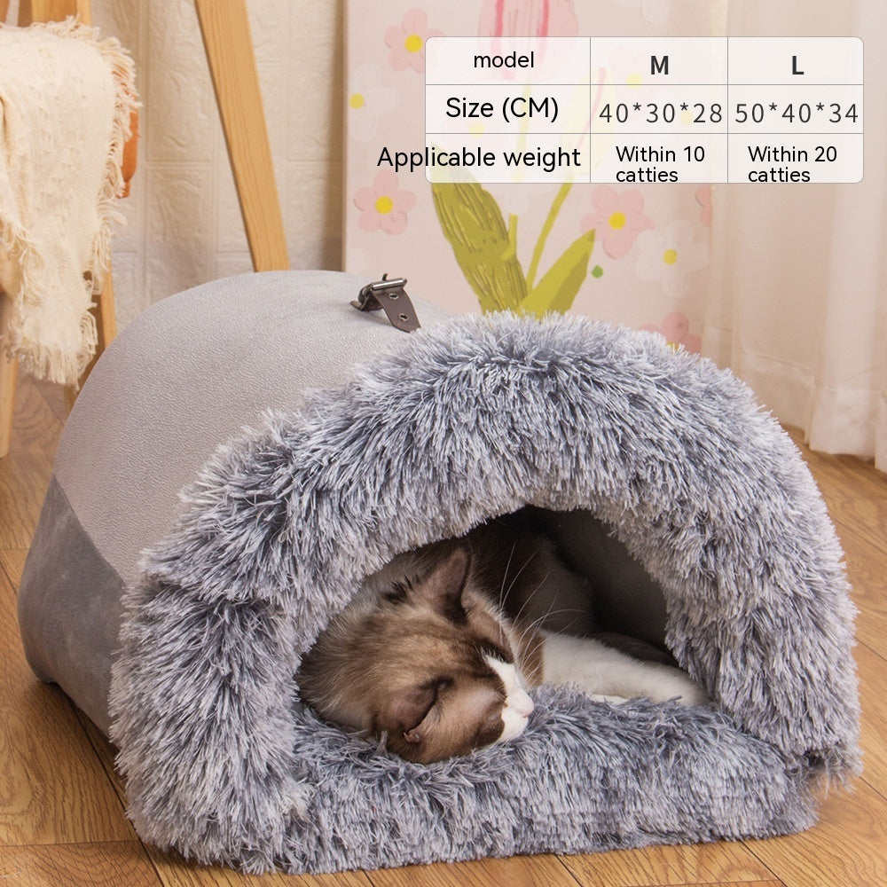 Portable Foldable Pet Nest Bed — Warm Cat & Dog Cushion — PuraVeil