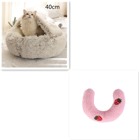Round 2-in-1 Plush Pet Bed — Nest or Flat Mat — PuraVeil
