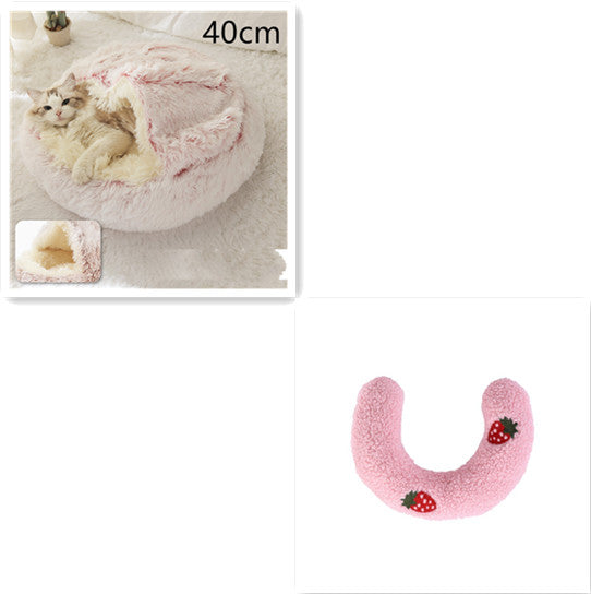 Round 2-in-1 Plush Pet Bed — Nest or Flat Mat